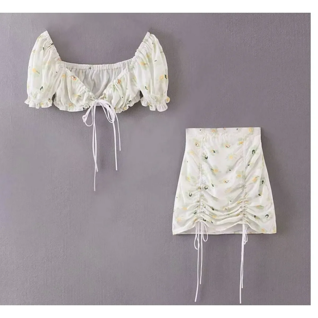 Women's Floral Printed Chiffon Crop Top