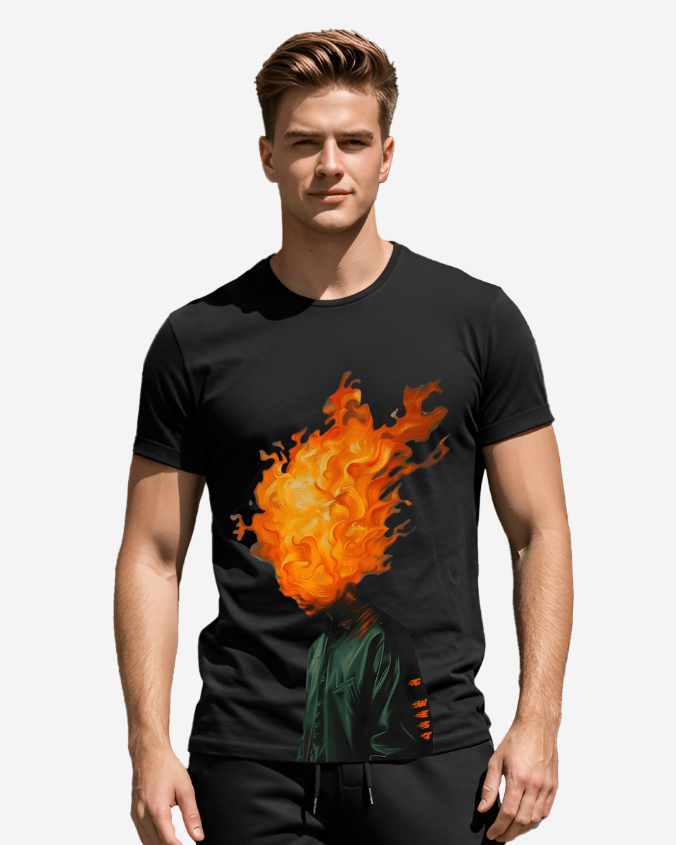 G West Mens Flame Head Black Tee