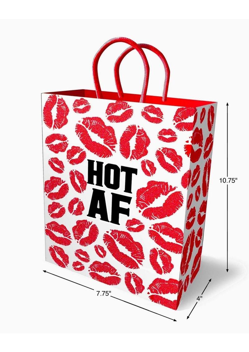 Hot AF Gift Bag with Red Kiss Print Sexy Fun Party And Romance Bag