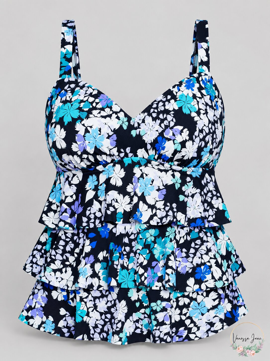 Swim Solutions Womens Tiered Tankini Swim Top