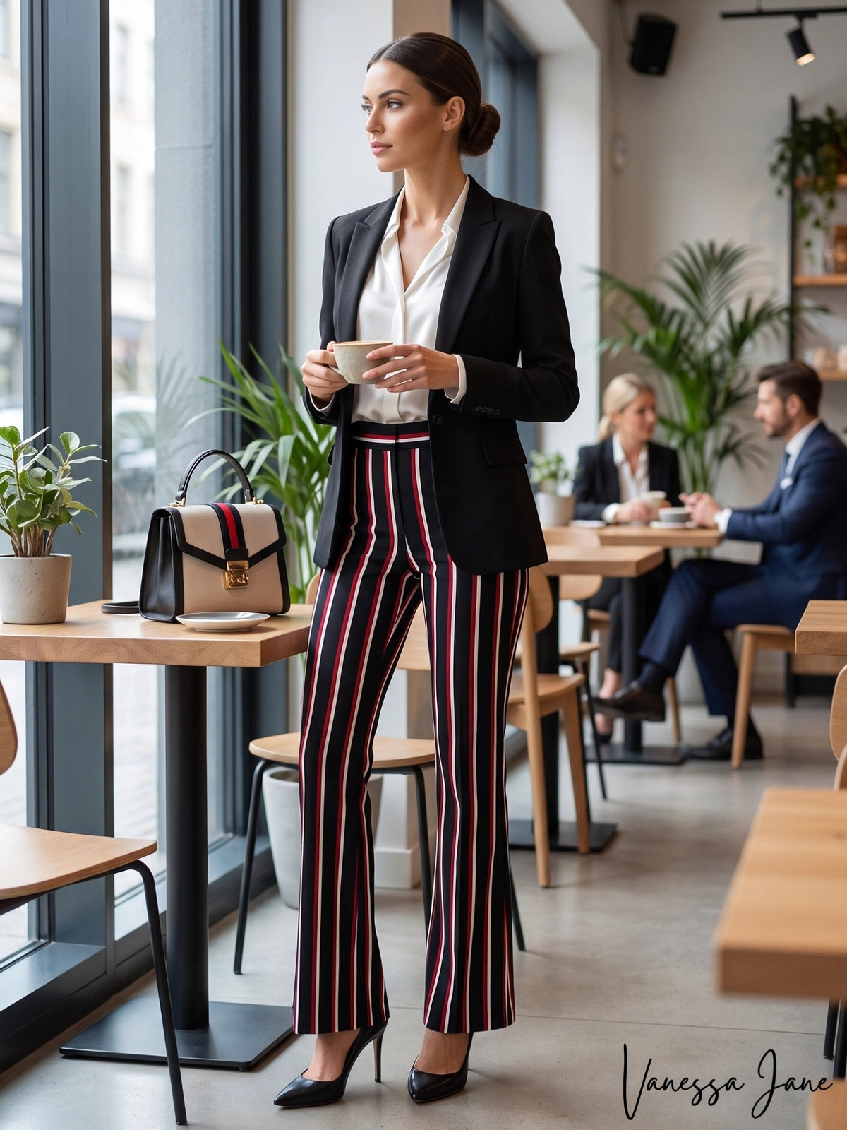 I.n.c. Women's Plus Size Striped Ponte-Knit Pants