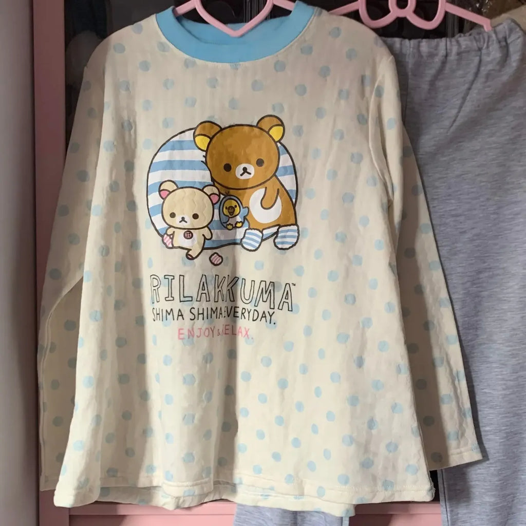 Kawaii Cartoon Print Long Sleeve Tee – Harajuku Loose Casual Top