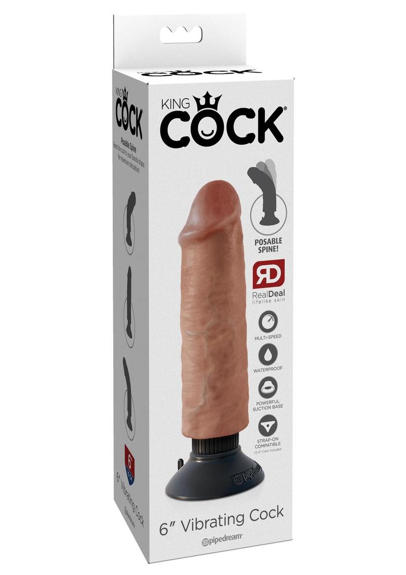 King Cock Vibrating Dildo with Suction Base RealDeal Lifelike Skin