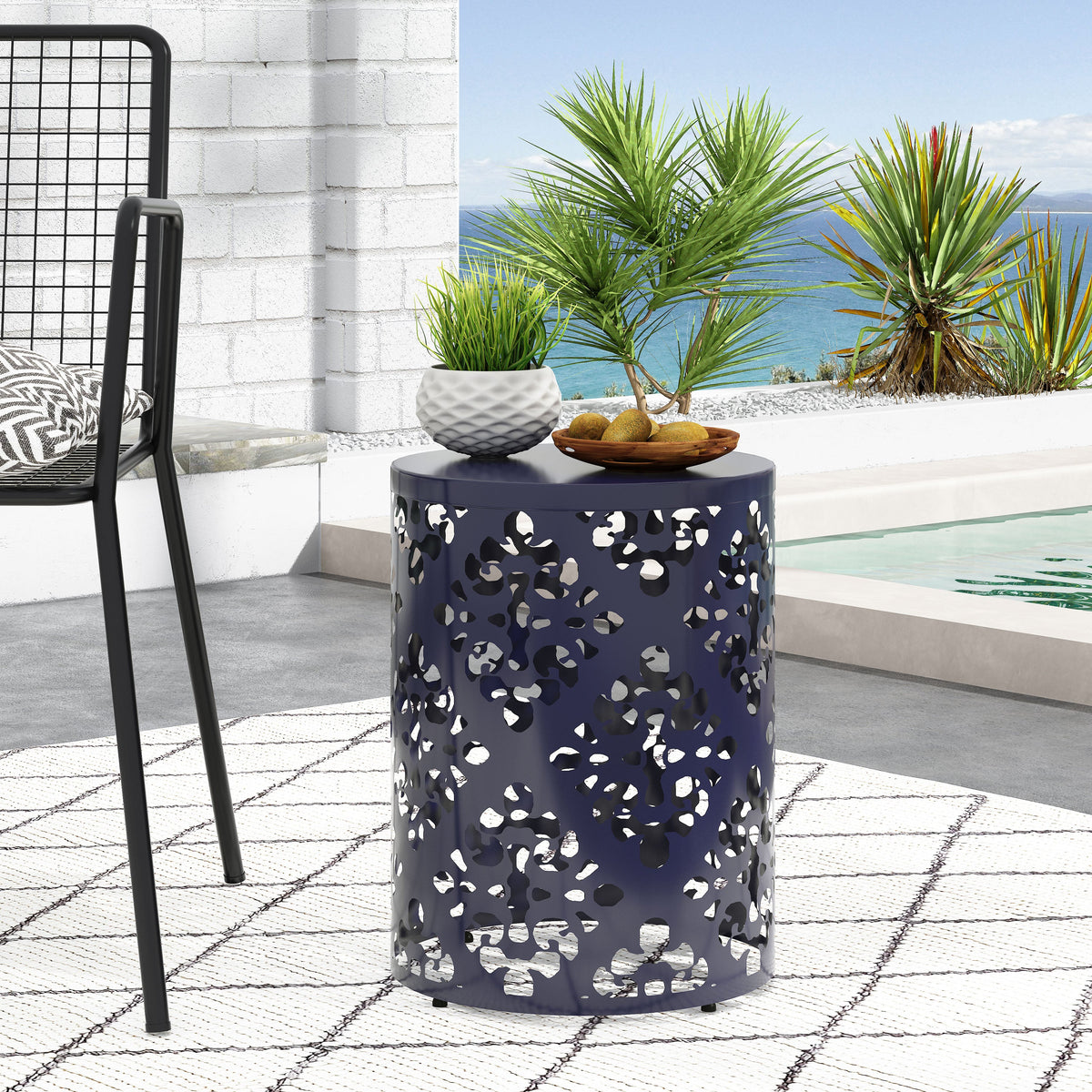 Outdoor Metal End Table - Large