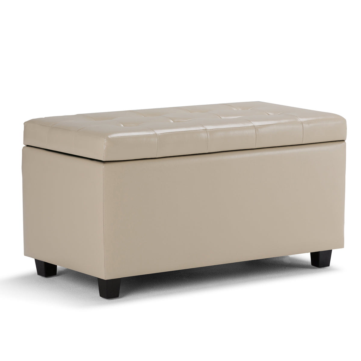 Cosmopolitan 34 Inch Wide Storage Ottoman in Satin