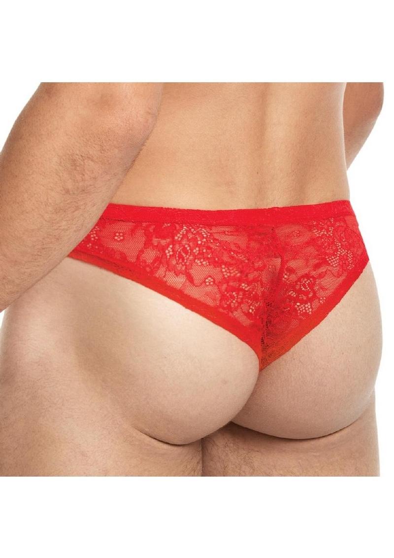 Lace King Low Rise Brazilian Lace Thong