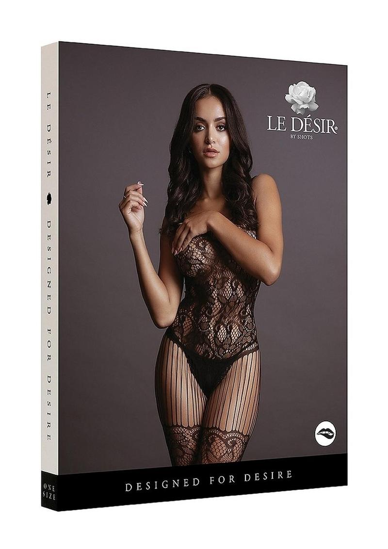 Le Désir Black Lace and Fishnet Bodystocking
