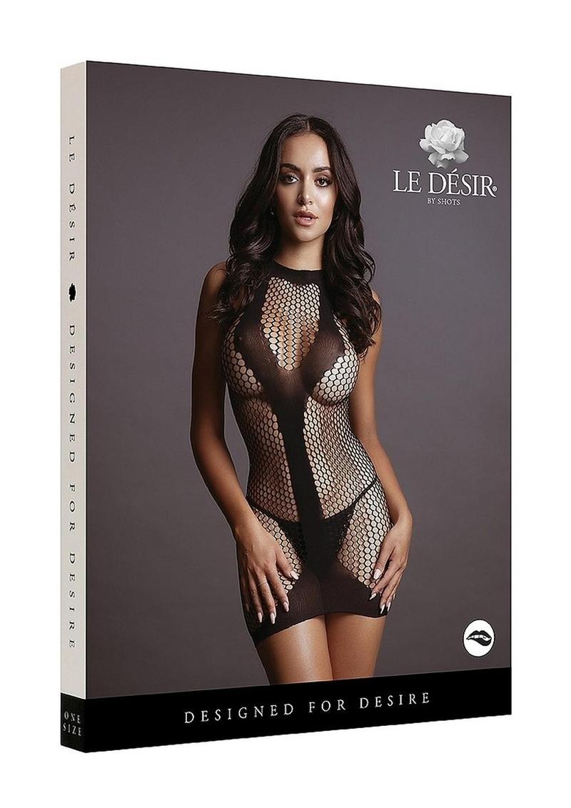 Le Désir Mini Net Dress With Opaque V Shape