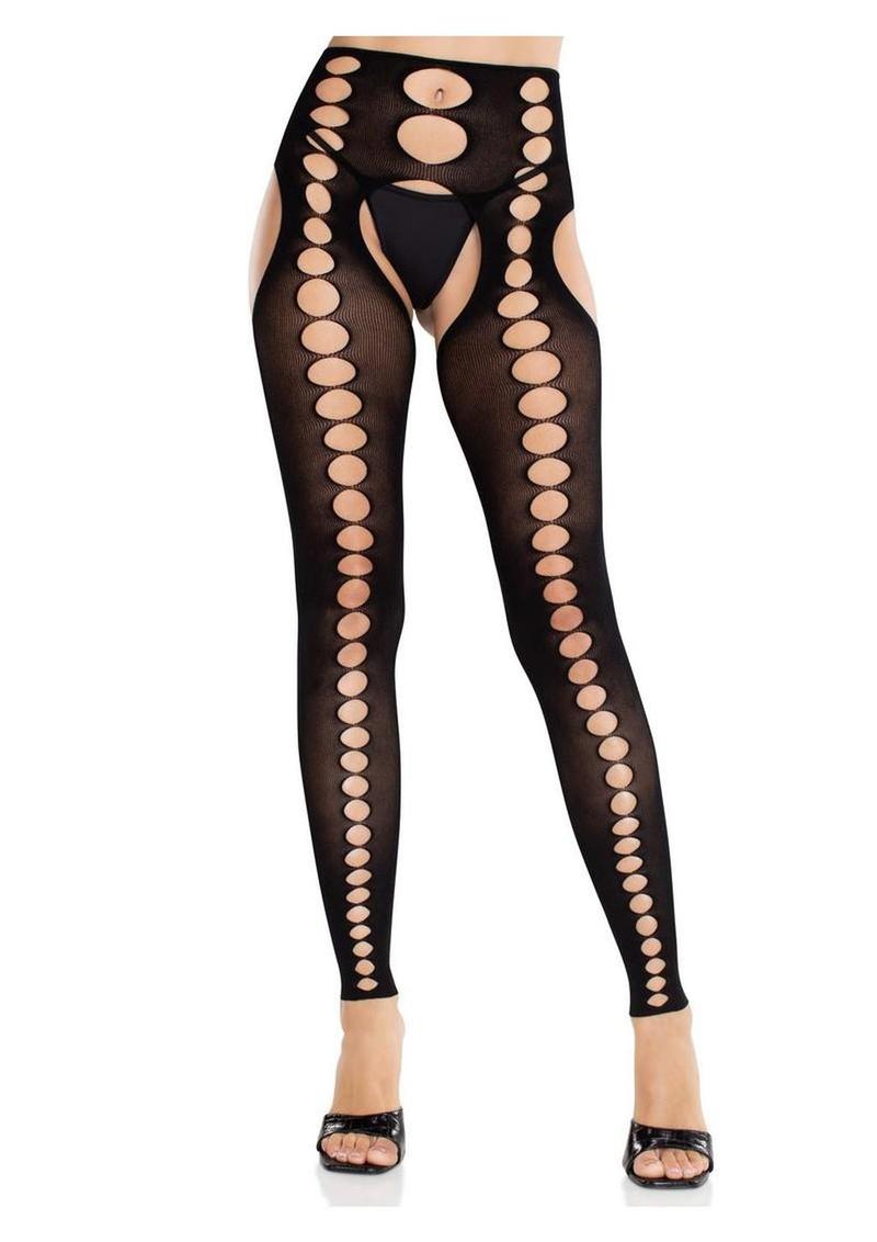 Seamless Opaque Cut-Out Footless Suspender Hose