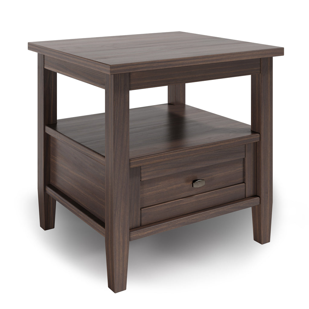 Warm Shaker Solid Wood 20 Inch Wide Transitional End Table