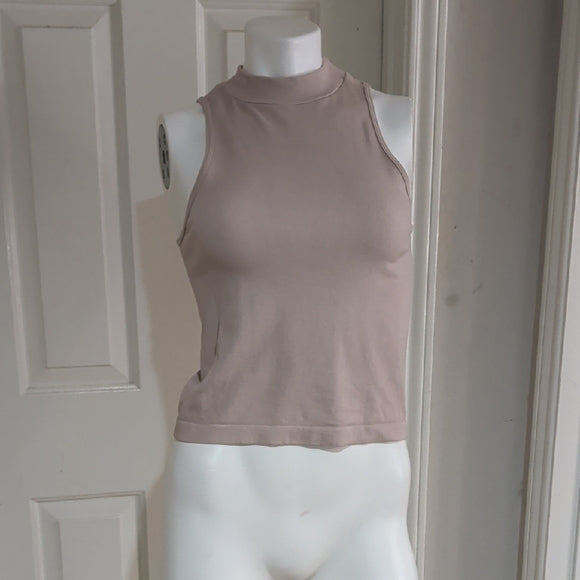 Madden's NYC Women’s Mock Neck Tank Top in Blush Taupe Size Medium
