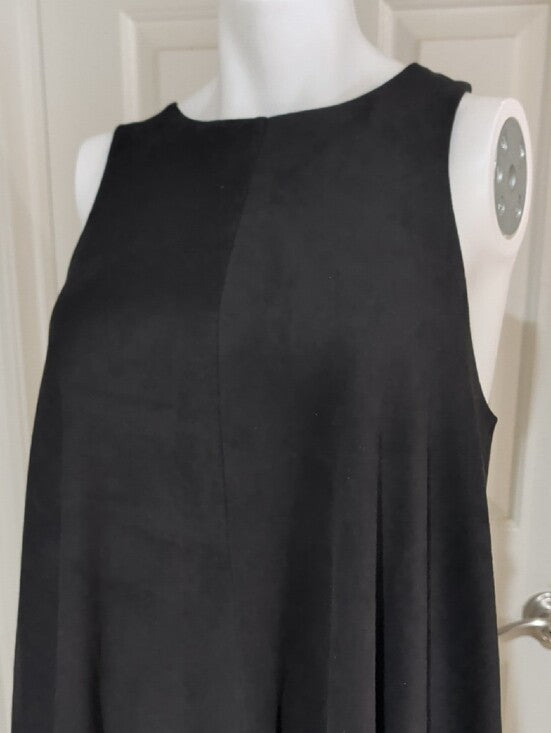 Lida Kate Black Faux Suede A-Line Asymmetrical Tunic Dress Large