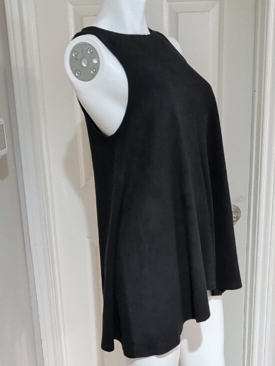 Lida Kate Black Faux Suede A-Line Asymmetrical Tunic Dress Large