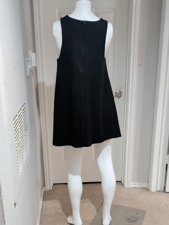 Lida Kate Black Faux Suede A-Line Asymmetrical Tunic Dress Large