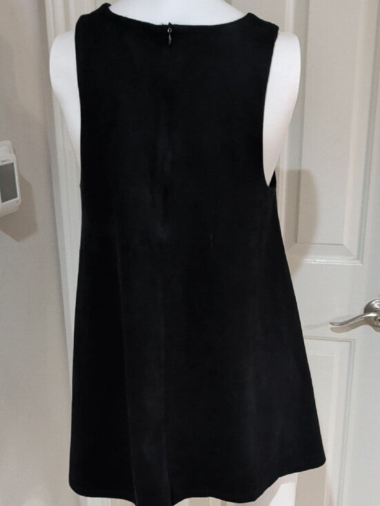 Lida Kate Black Faux Suede A-Line Asymmetrical Tunic Dress Large