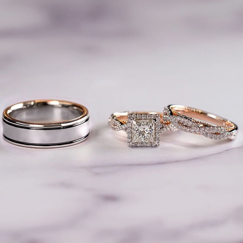 MAC175 Rose Gold Sparkling Zircon Luxury Engagement Ring