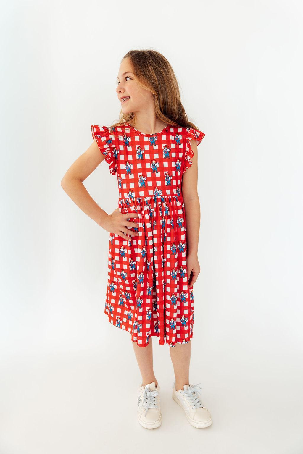 Nebraska Plaid Herbie Husker Flutter Twirl Dress