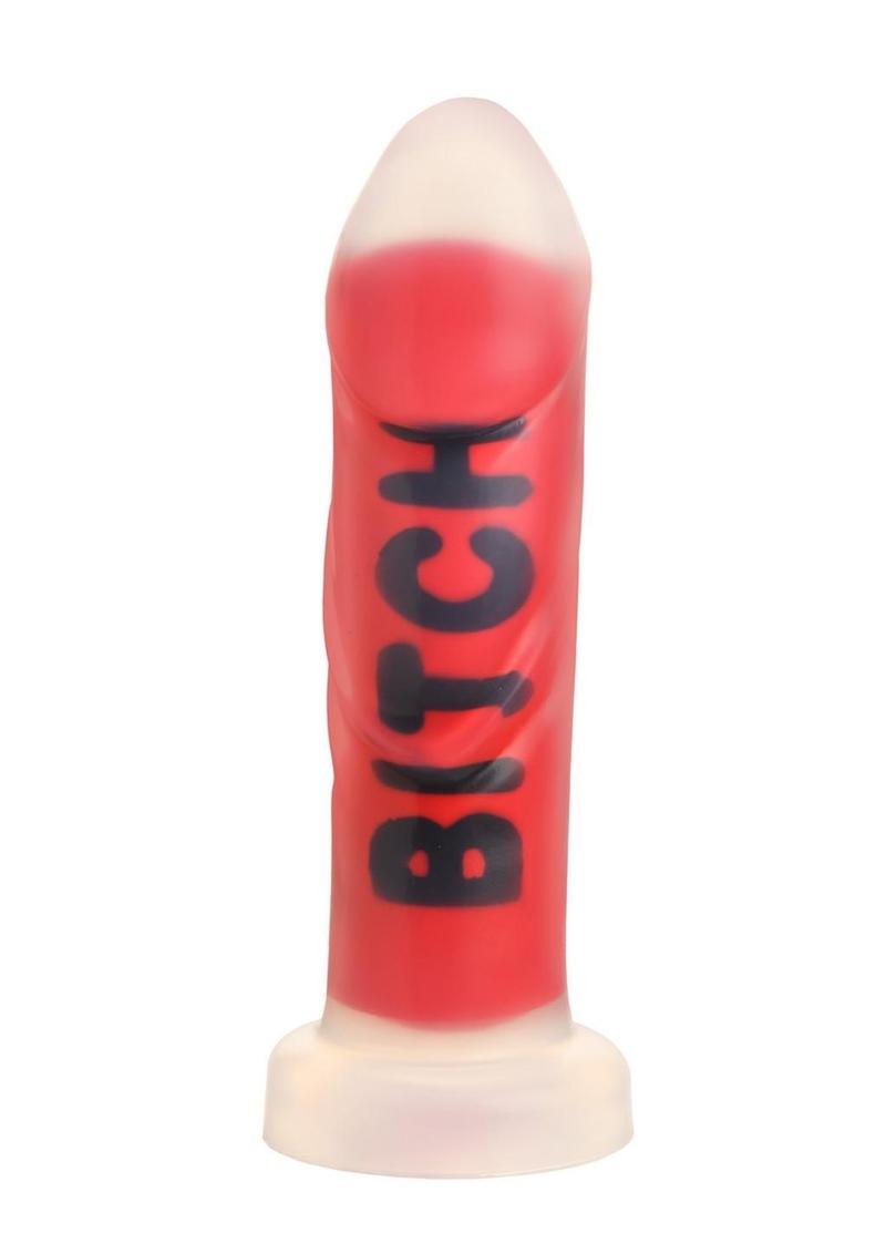 Master Series Bitch Silicone Dildo Bold Red & Black Design