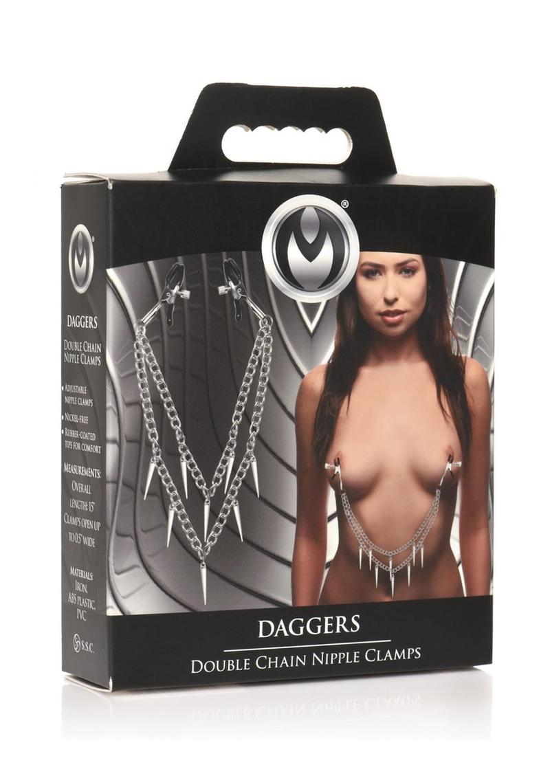 Master Series Daggers Double Chain Nipple Clamps - Spiked Pleasure