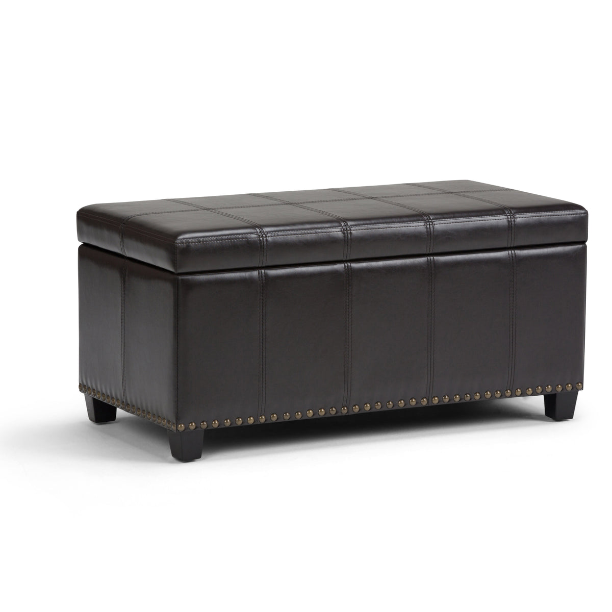 Amelia 33 Inch Wide Storage Ottoman Bench in Tanners