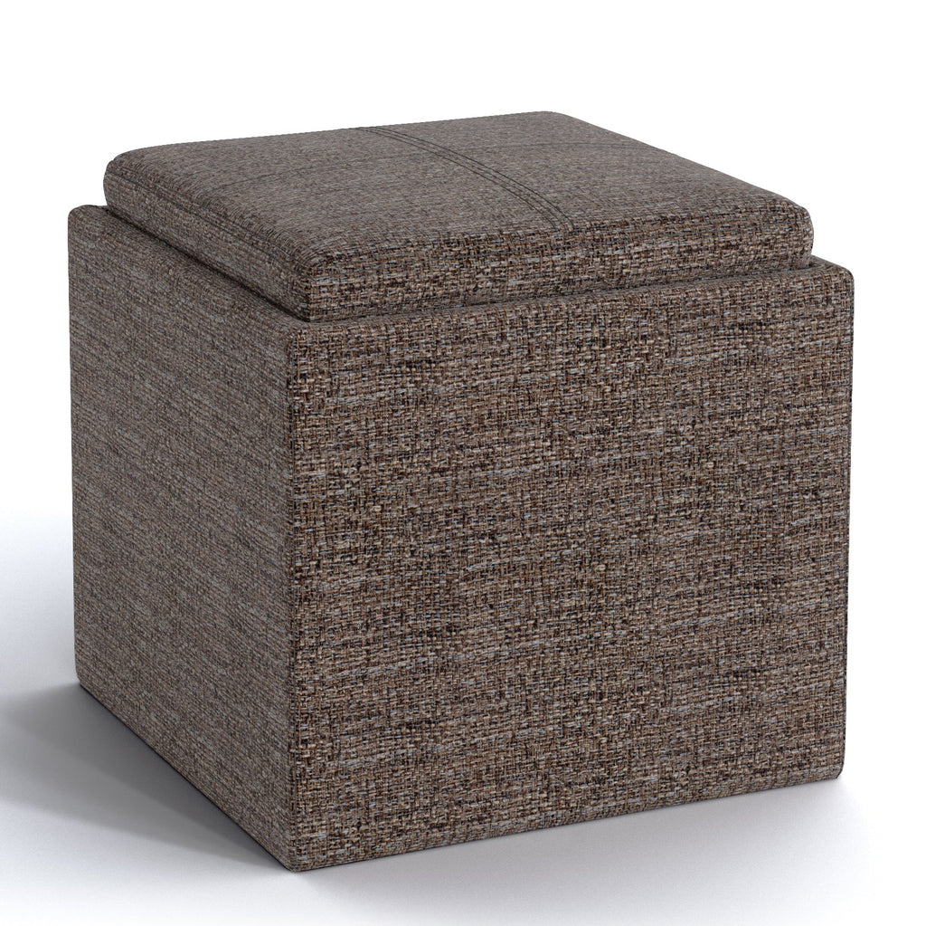 Rockwood 17 Inch Wide Cube Storage Ottoman with Tray