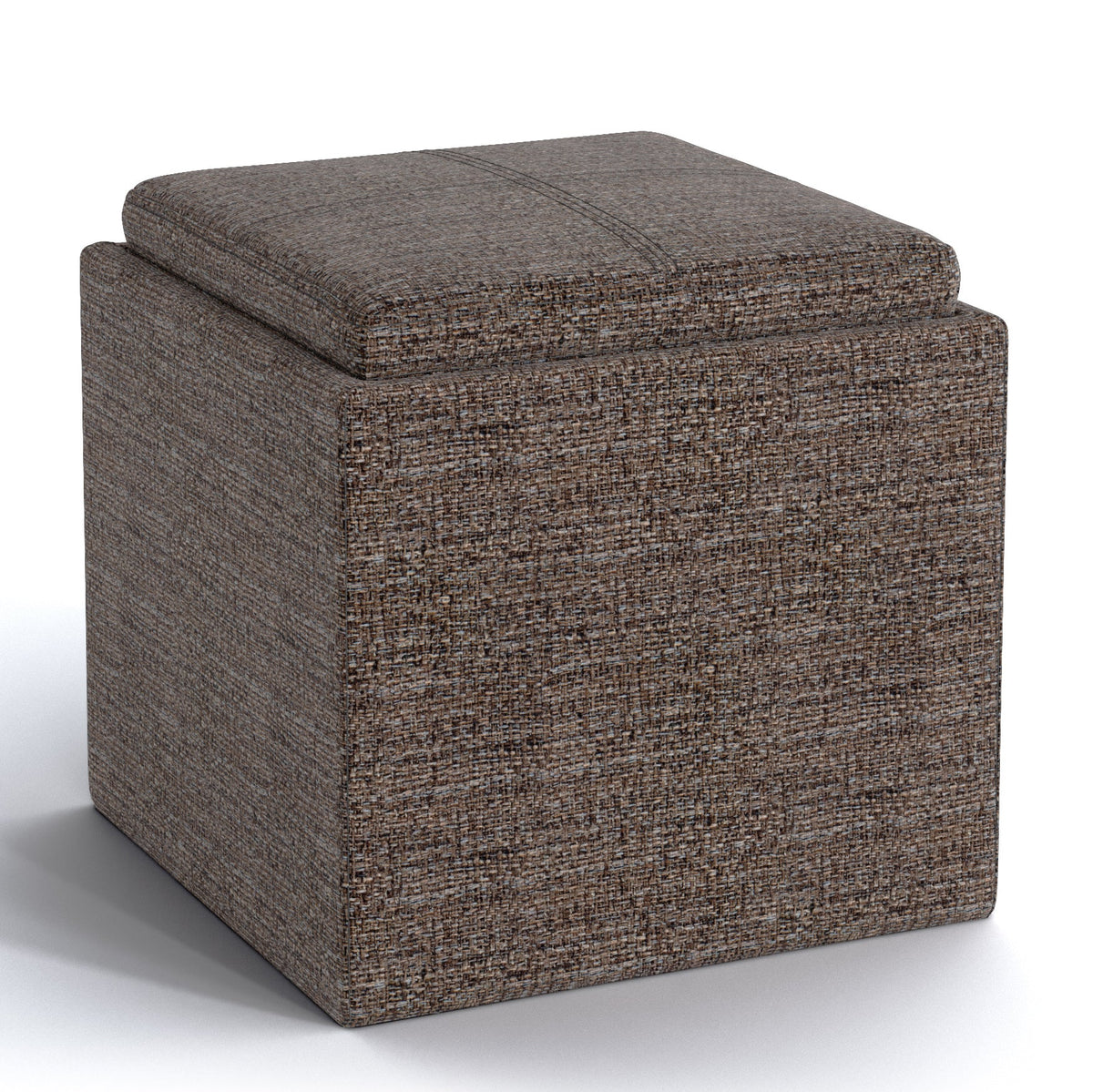 Rockwood 17 Inch Wide Cube Storage Ottoman with Tray