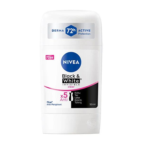 Nivea Women's Deodorant Stick - Invisible Clear, 72-Hour Protection, Anti-Perspirant, Long-Lasting, Ethyl Alcohol-Free
