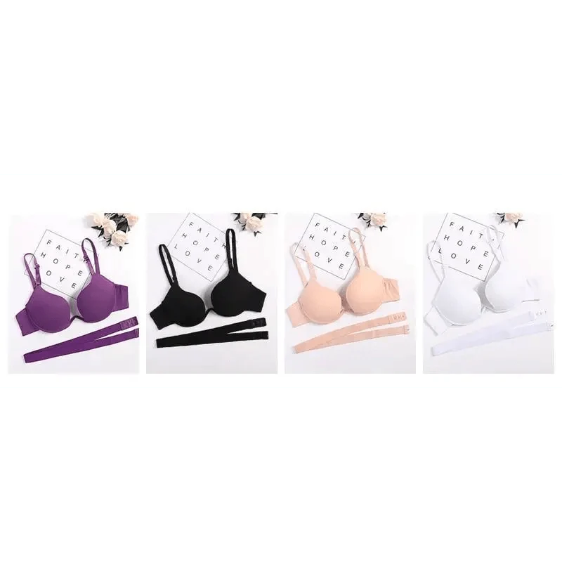 New Women Lingerie U Backless Bras Underwear Deep U Low Cut Push Up Bra Female Breathable Bra