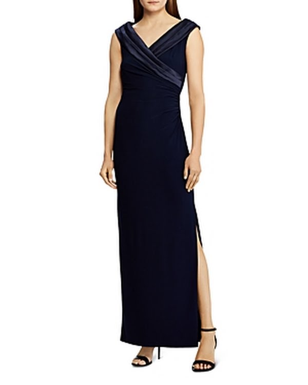 Lauren by Ralph Lauren Women Gown Sz Satin Portrait-Collar, Size 16