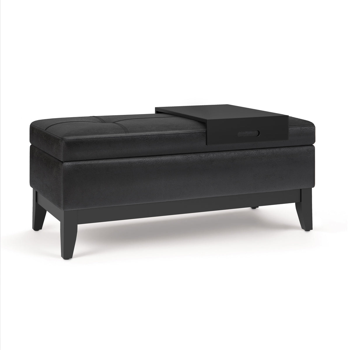 Oregon 42 Inch Wide Storage Ottoman Bench With Tray