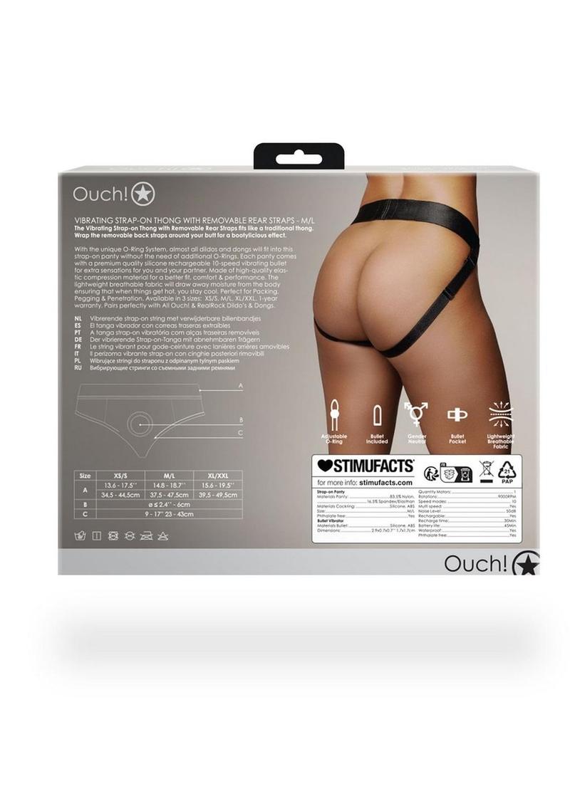 Ouch! Vibrating Strap-On Thong with Removable Rear Straps