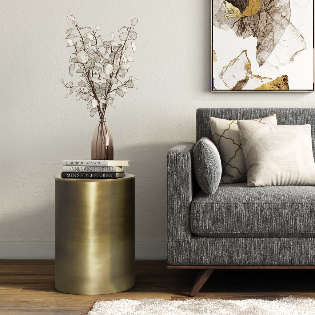 Corbin 16 Inch Wide Metal Side Table in Antique