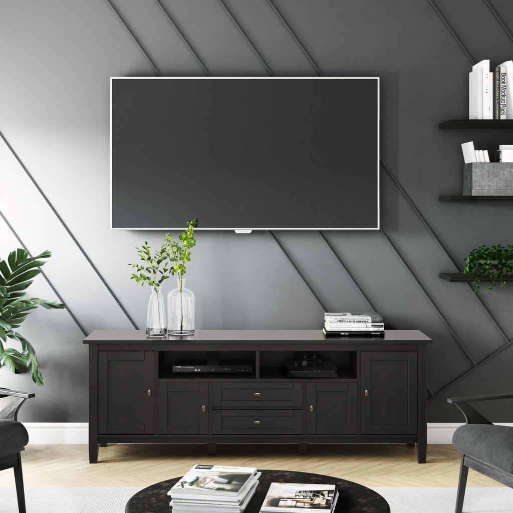 Warm Shaker 72 Inch Wide Solid Wood TV Stand in Hickory