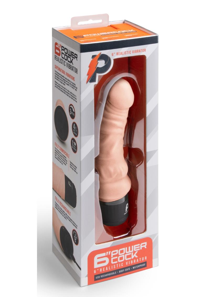 PowerCocks 6 Inch Silicone Rechargeable Realistic Vibrator