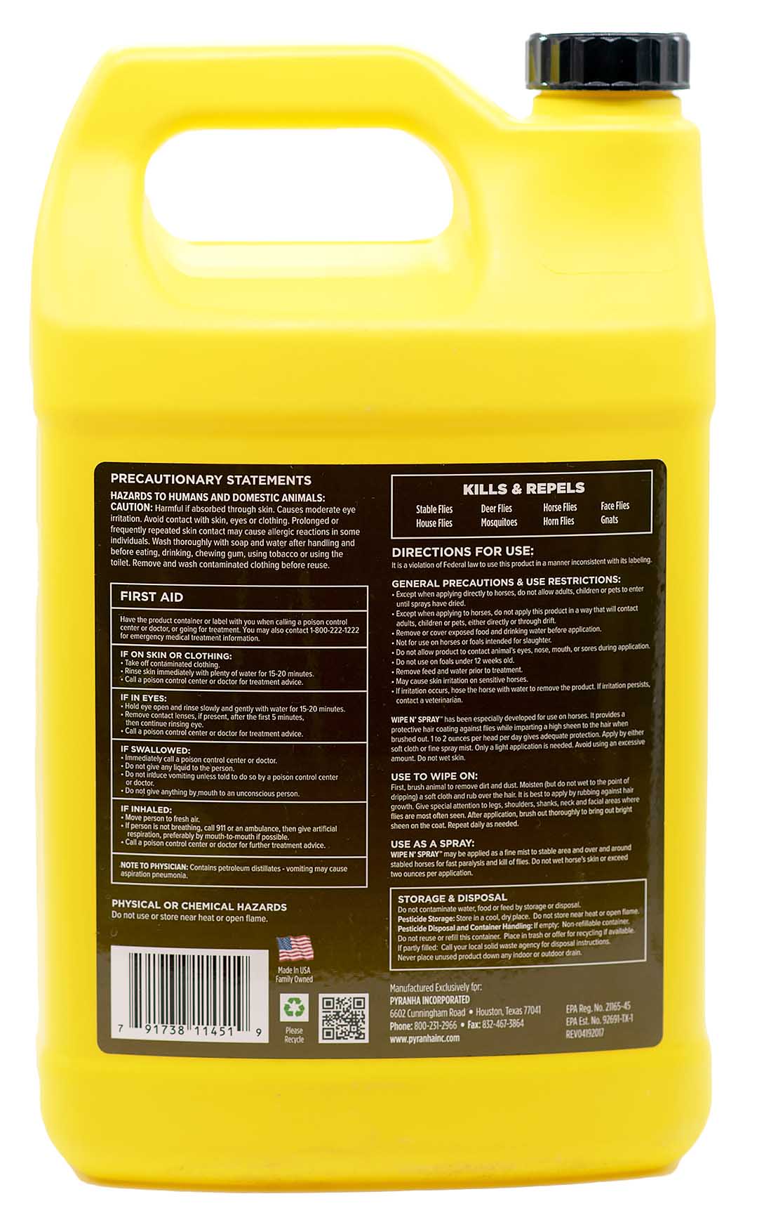 Pyranha Wipe N' Spray Fly Spray for Horses