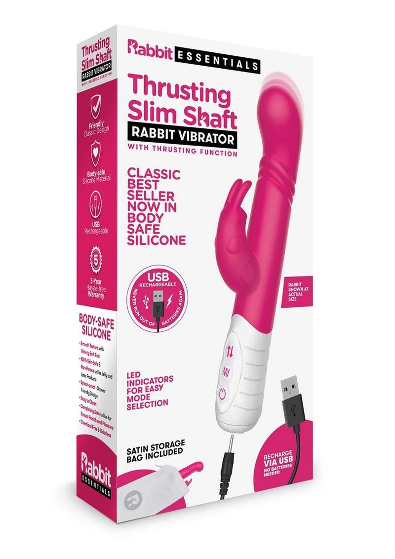 Essentials Silicone Slim Shaft Thrusting G-Spot Rabbit Vibrator