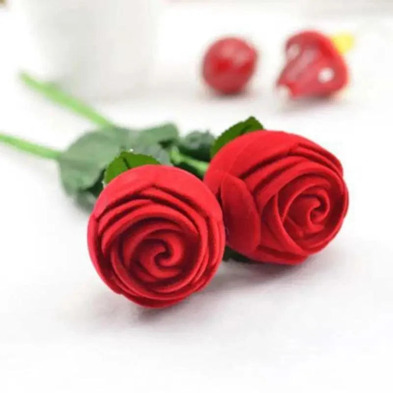 Romantic Red Rose Love Heart Wedding Ring Box Elegant Cases Earring Necklace Jewelry Gift Box Case