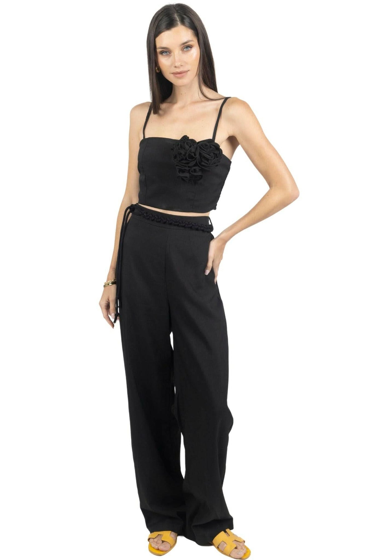 Rosalia Pants and Top Set in Black