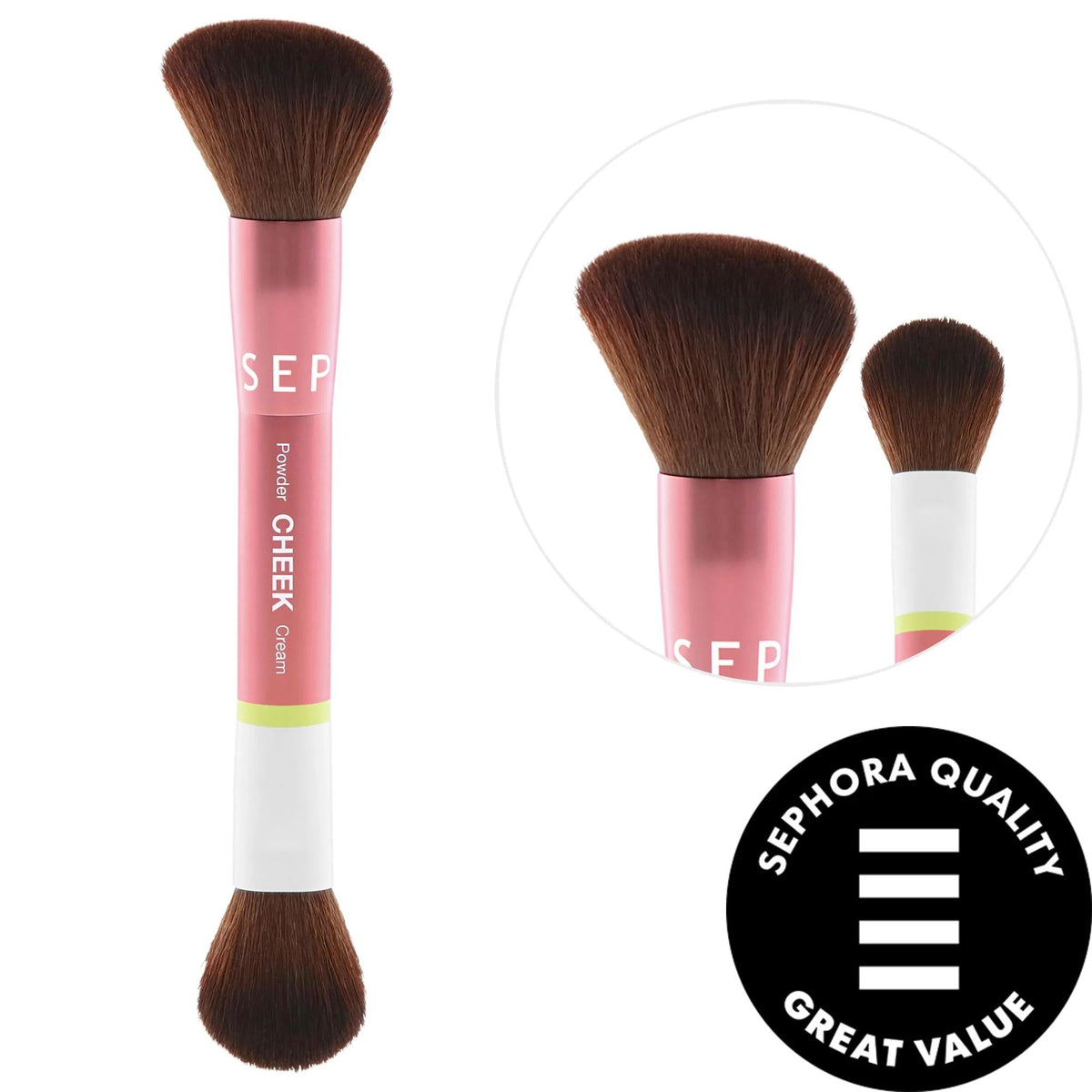 BEAUTYBLENDER Dual Ended Cheek Brush – Vegan Makeup Brush for Cream, Powder & Liquid Blush, Contour, and Seamless Blending