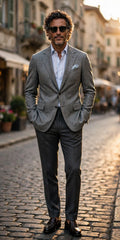 Sartorio Windowpane Virgin Wool-Silk-Linen Sport Jacket