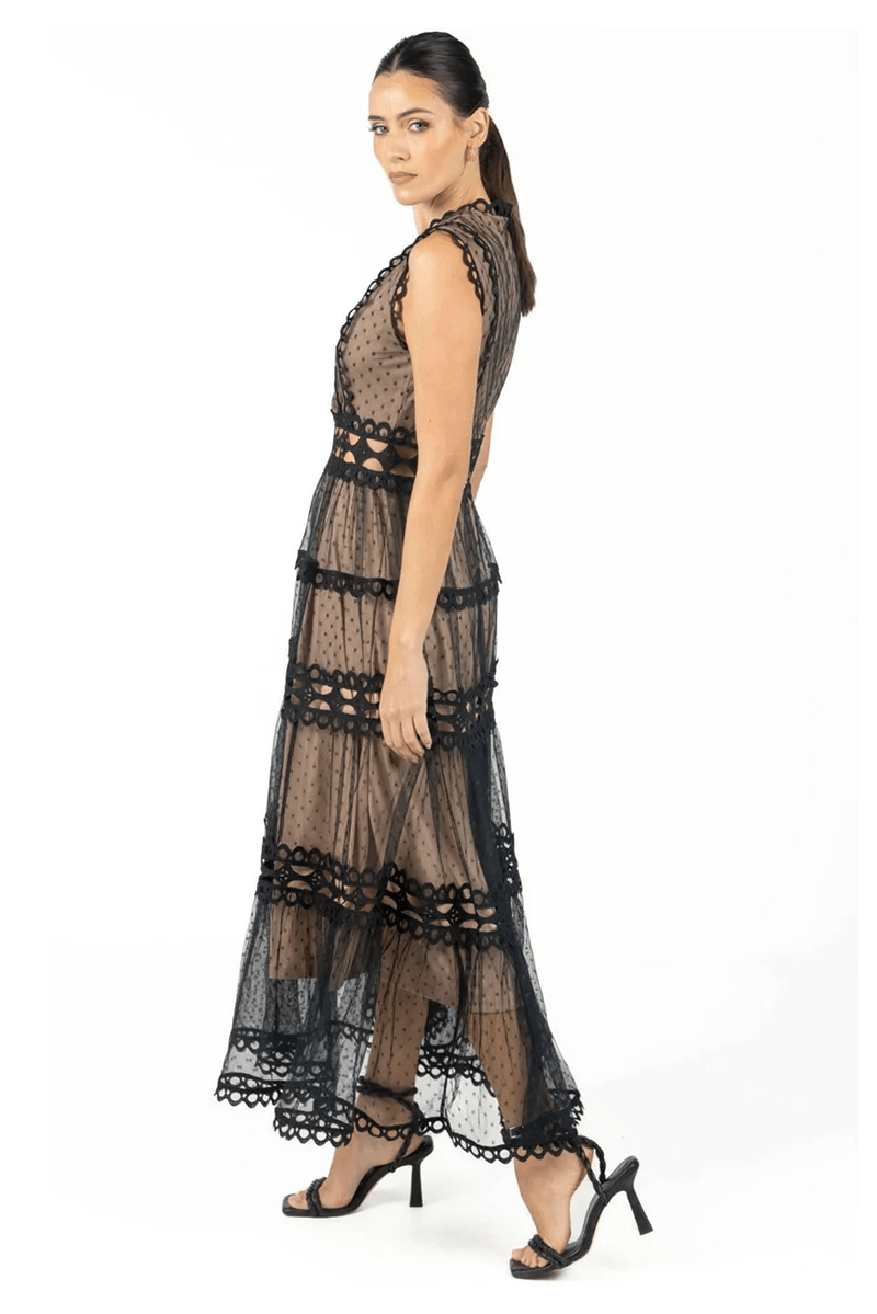 Serena Black Lace Maxi Dress