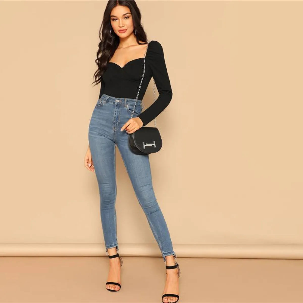 Women's Sexy Black Heart Shaped Top