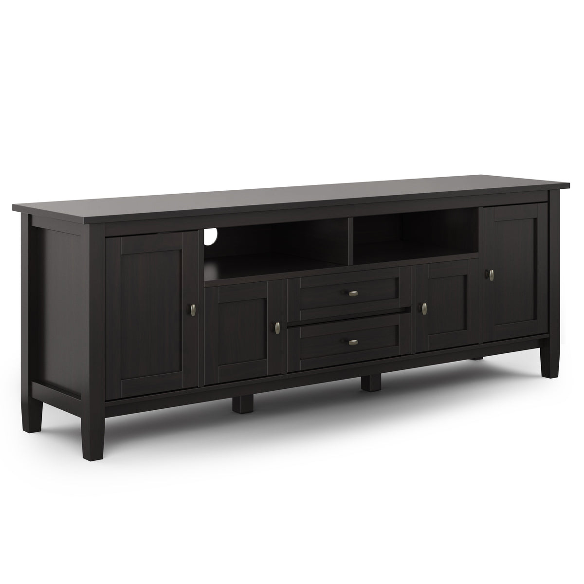 Warm Shaker 72 Inch Wide Solid Wood TV Stand in Hickory