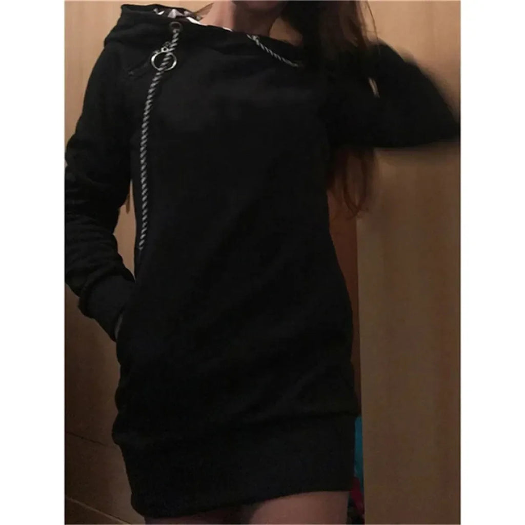 Casual Sweater Dress - Slim Fit Long Sleeve Pullover Sweatshirt
