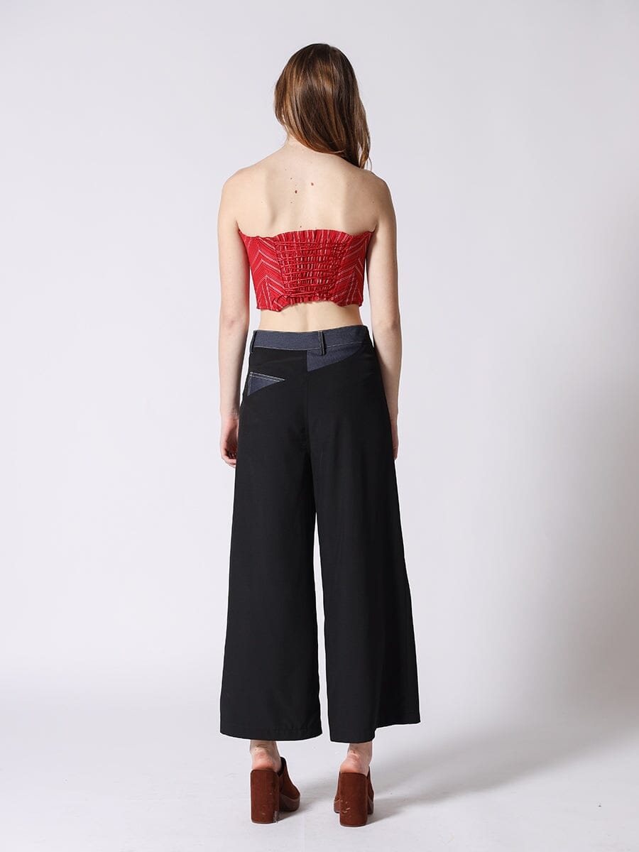 Gracia Fashion Women's Stripe Bustier with Front Buttons
