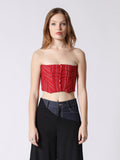Gracia Fashion Women's Stripe Bustier with Front Buttons