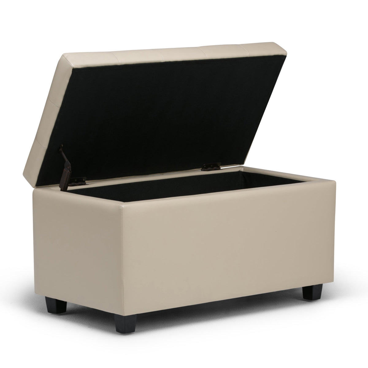 Cosmopolitan 34 Inch Wide Storage Ottoman in Satin