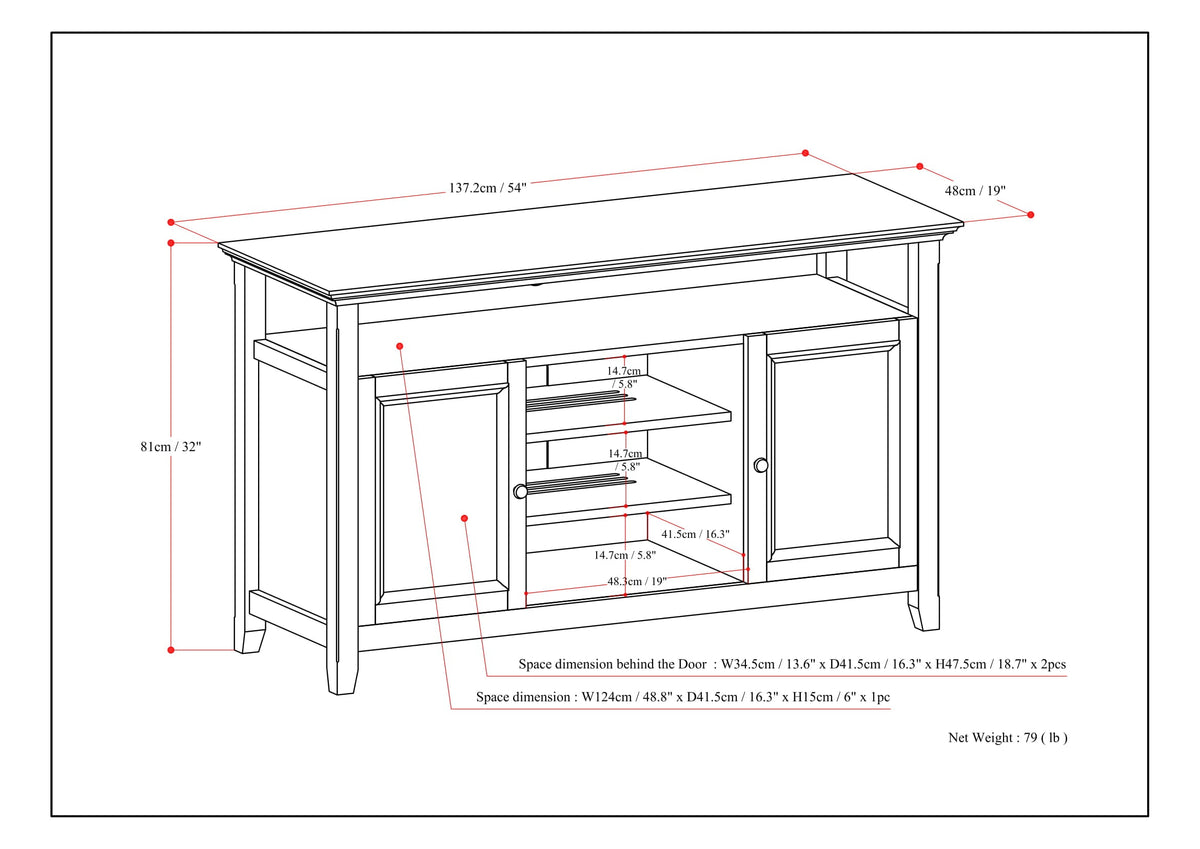 Amherst 54 Inch Wide Solid Wood TV Stand in Light Golden