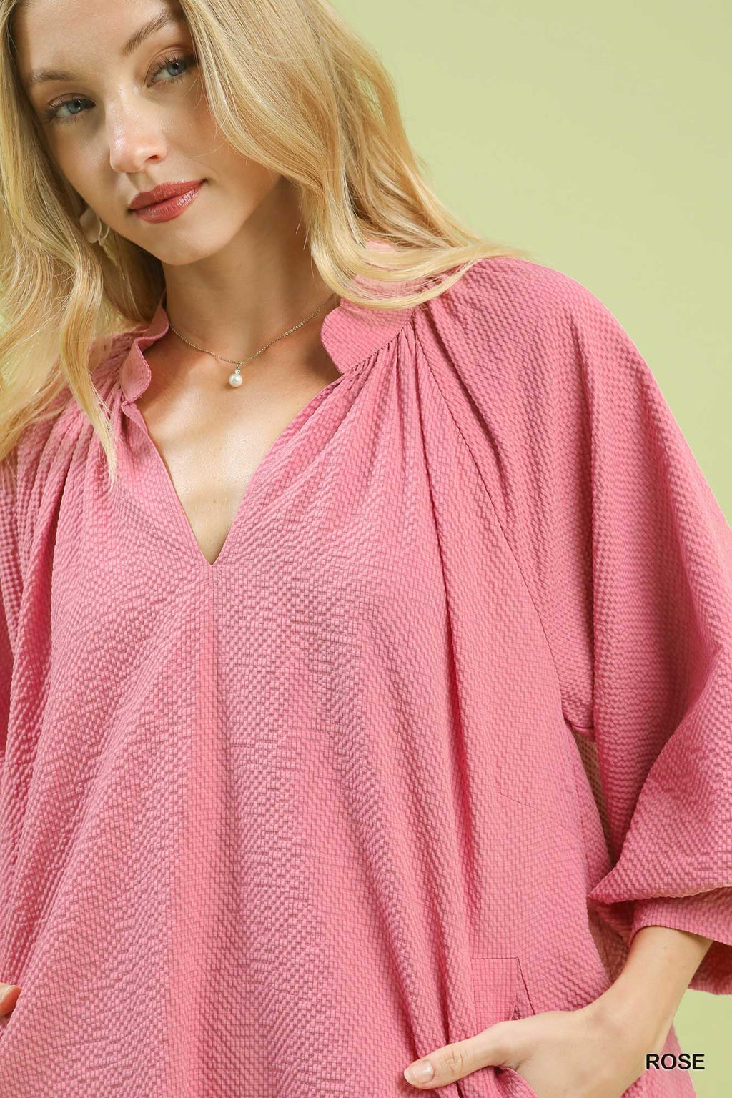 Rose Textured Pocket Mini Dress by Umgee