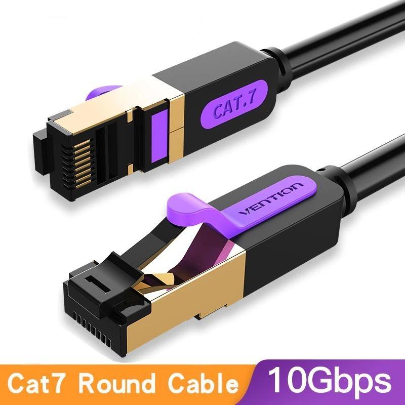 Black Gold Ethernet Cable Cat7 RJ45 Lan Cable SSTP Network Internet Fast LAN Wire Network Gold Plated Patch Cord Cable For PC Router Laptop Cable Ethernet